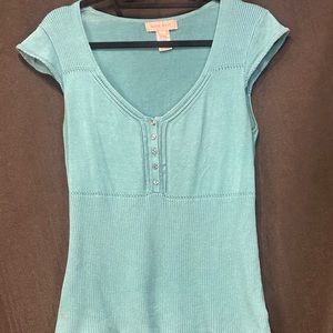 Nine West Blue/Teal Knit Cap Sleeve Top